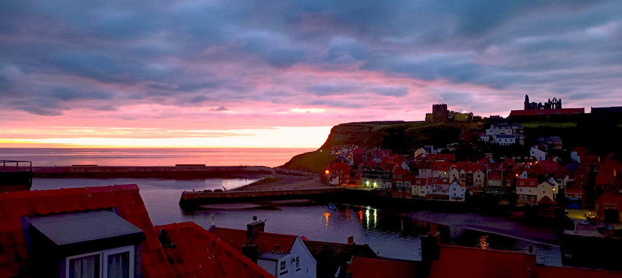 Sunrise from holiday cottage in whitby